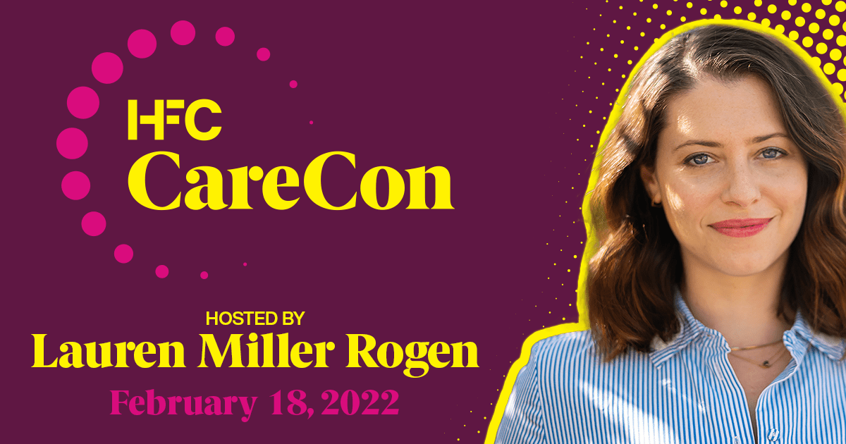CareCon event banner featuring Lauren Miller Rogan