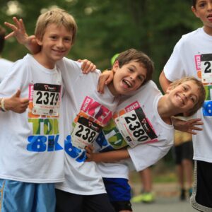 Kids participating in a race